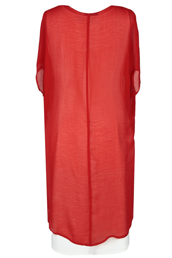 Sukienka FSU620 EKRI + CZERWONY gładki