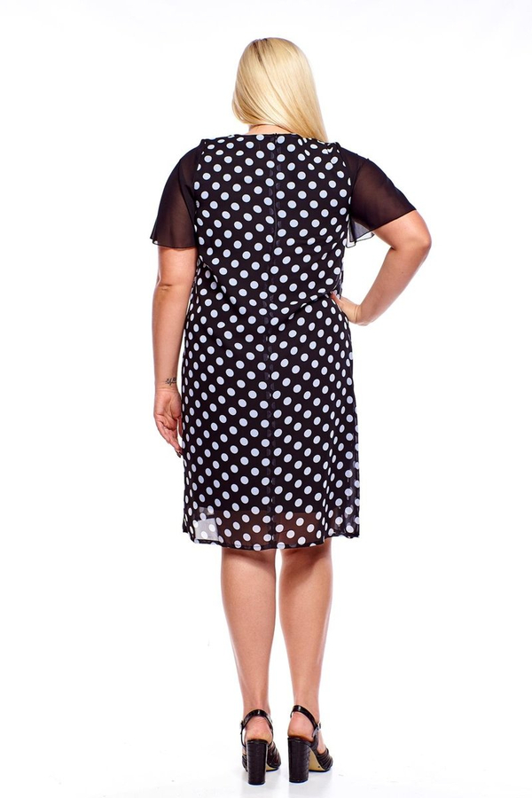 Sukienka FSU1002 CZARNY + BIAŁY duże kropki