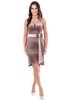 Sukienka FSU1112 CZEKOLADOWY+SZAMPAN