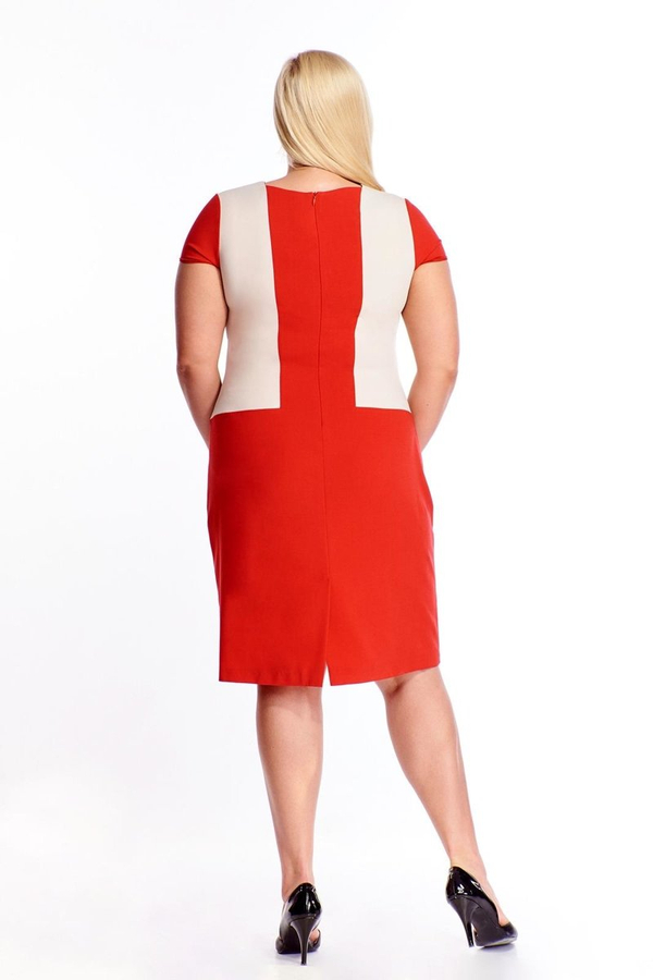 Sukienka FSU347 MALINOWY BEŻOWY