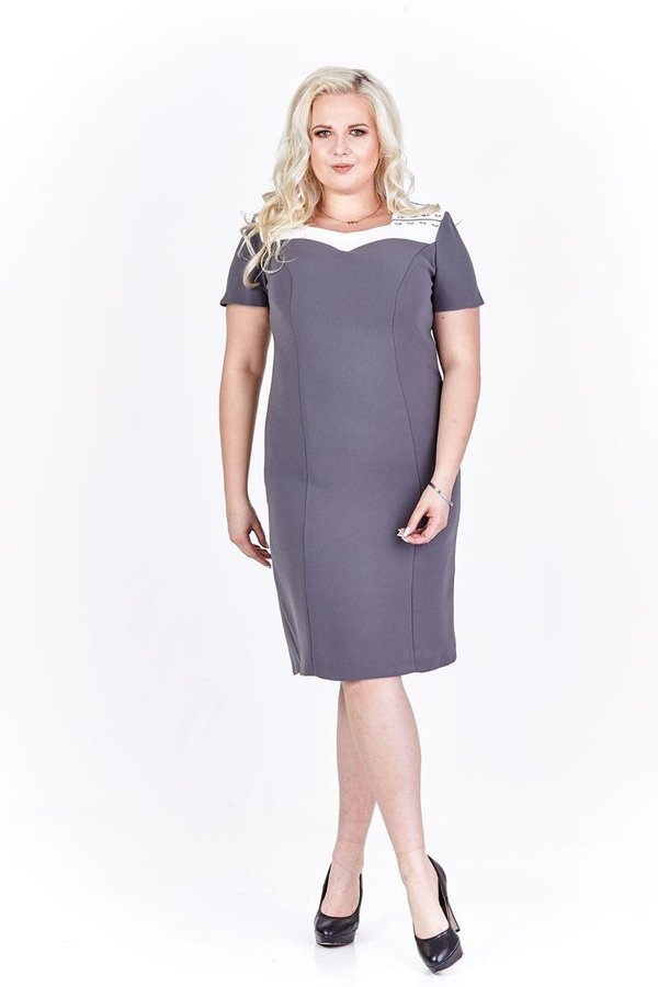 Sukienka FSU899 SZARY + EKRI