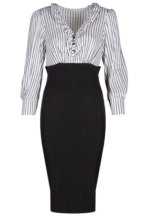 Sukienka FSU455 SZARY BIAŁY