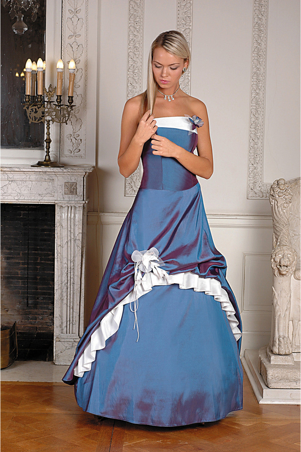 Sukienka FSU074 NIEBIESKI MORSKI   EKRI