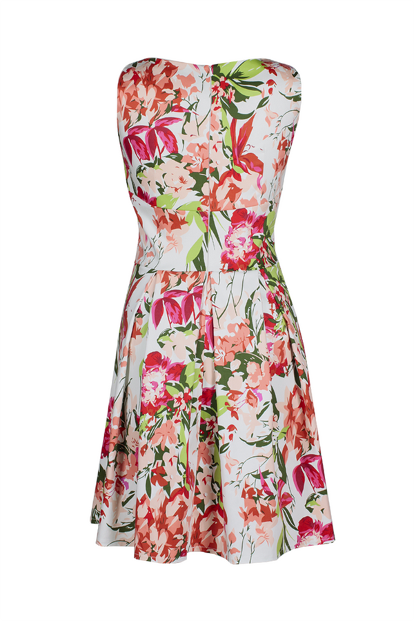 Sukienka FSU608 BIAŁY+KORALOWY