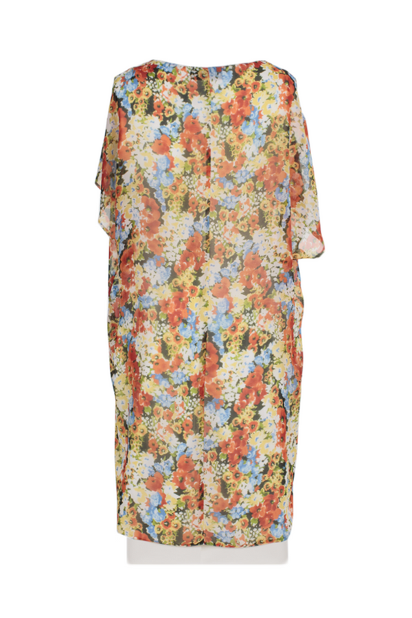 Sukienka FSU620  EKRI+POMARAŃCZOWY