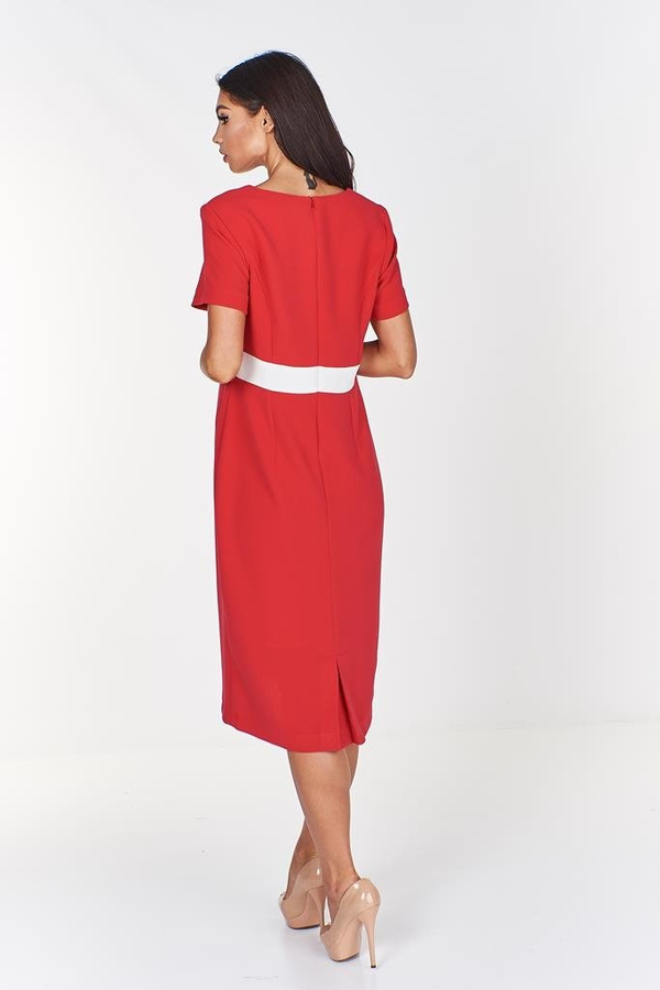 Sukienka FSU911 MALINOWY + EKRI