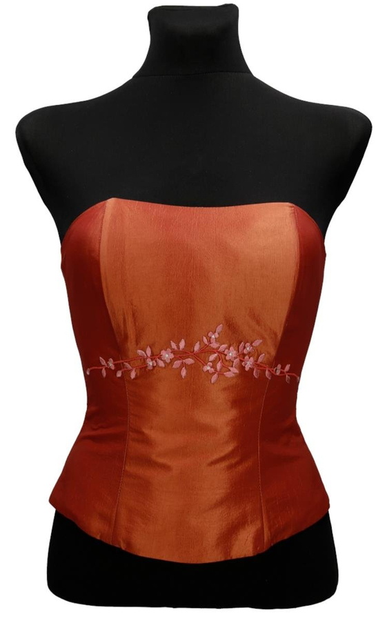 Gorset FGR042 RUDO-POMARAŃCZOWY  tafta