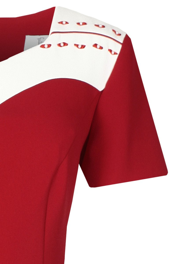 Sukienka FSU899 CZERWONY + EKRI