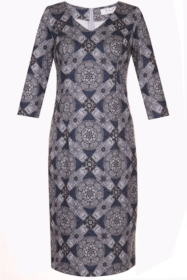 Sukienka FSU893 SZARY + GRANATOWY koła