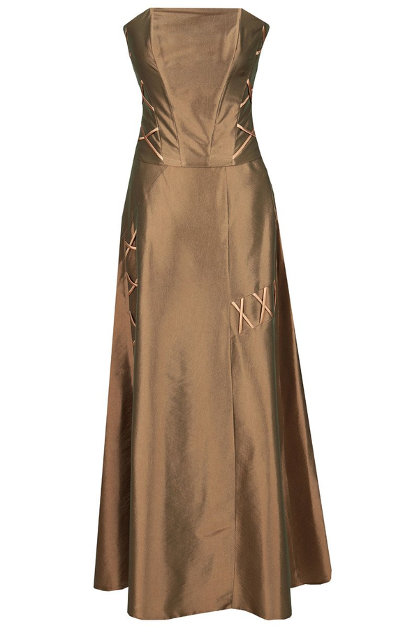 Sukienka FSU087 MIEDZIANO ZIELONY