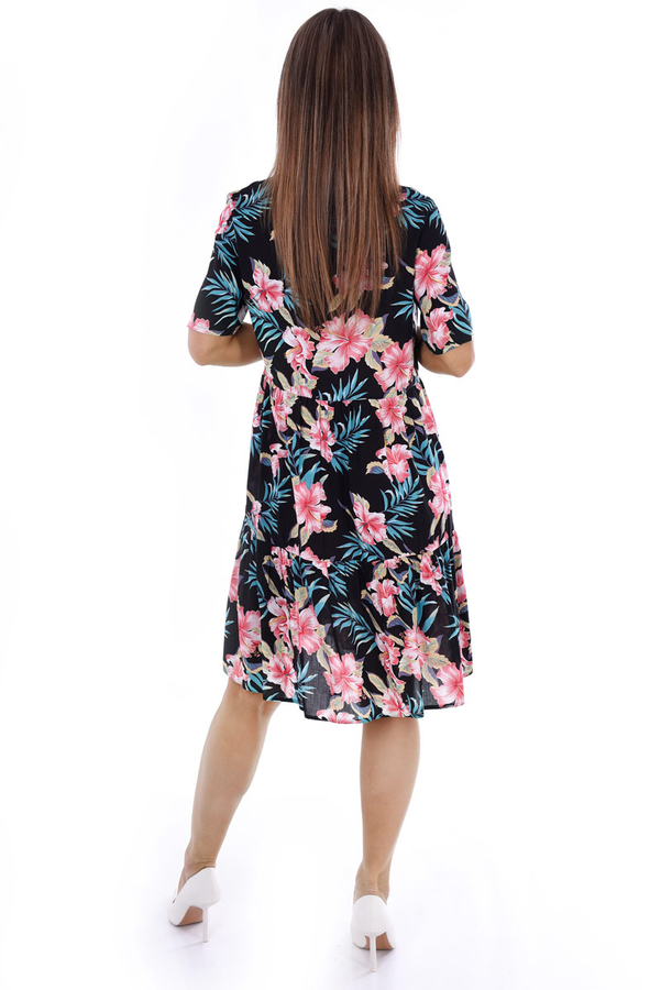 Sukienka FSU1119 CZARNY czerwone kwiaty