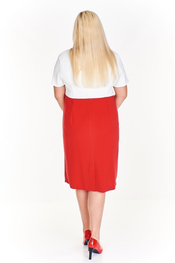 Sukienka FSU897 CZERWONY + EKRI