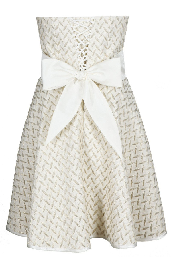 Sukienka FSU1160 EKRI + ZŁOTY