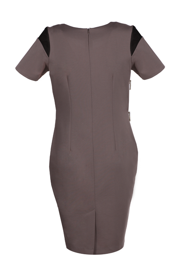 Sukienka FSU349 BEŻOWY CIEMNY CZARNY