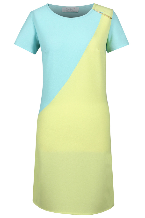 Sukienka FSU667 TURKUSOWY + LIMONKA