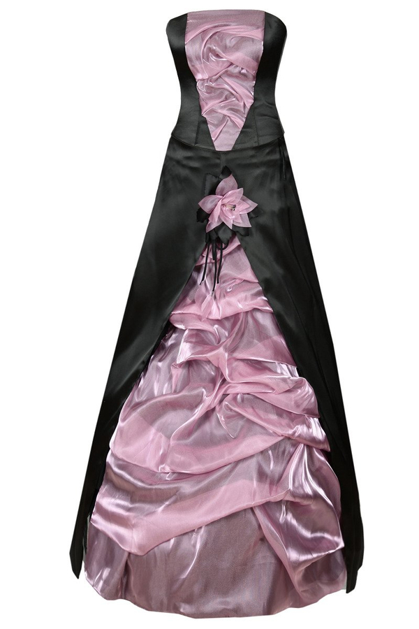 Sukienka FSU037 CZARNY + RÓŻOWY