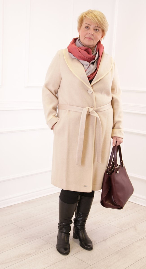 Płaszcz FPL1026 BEŻOWY JASNY