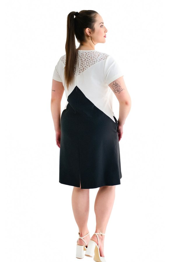 Sukienka FSU1051  CZARNY + EKRI