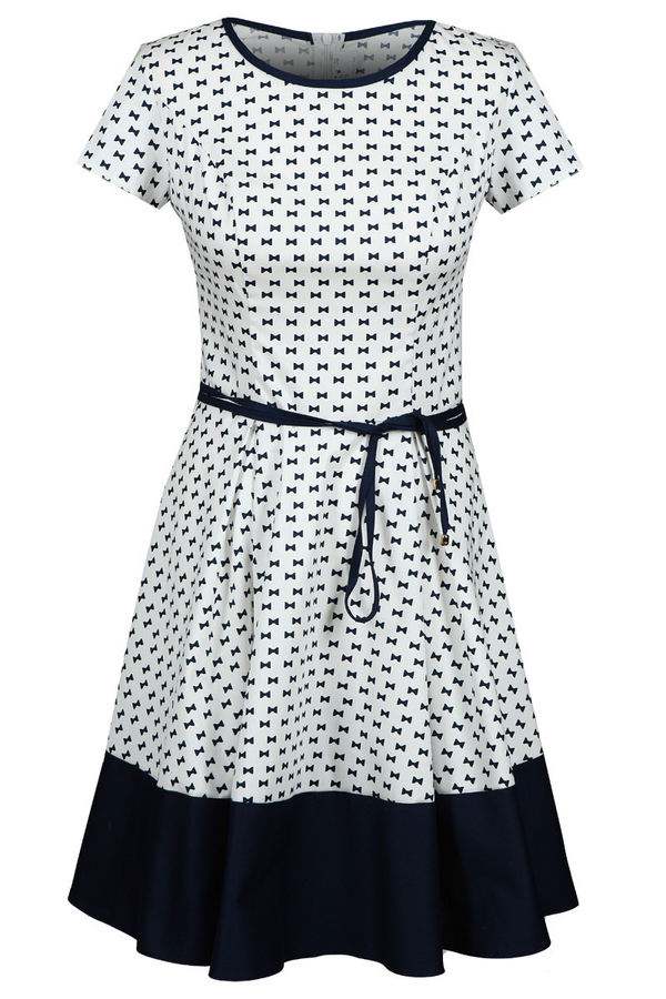 Sukienka FSU671 BIAŁY + GRANATOWY