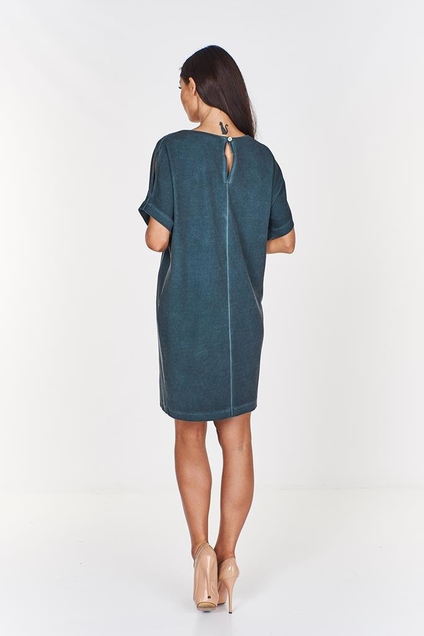 Sukienka FSU766 ZIELONY CIEMNY jeans