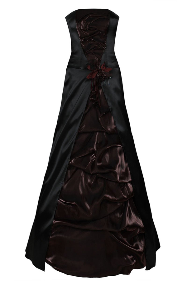 Sukienka FSU037 CZARNY + CZEKOLADOWY CIEMNY