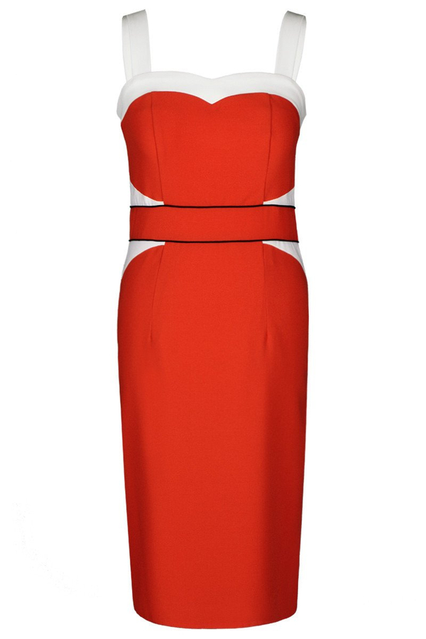 Sukienka FSU1009 POMARAŃCZOWY MOCNY EKRI