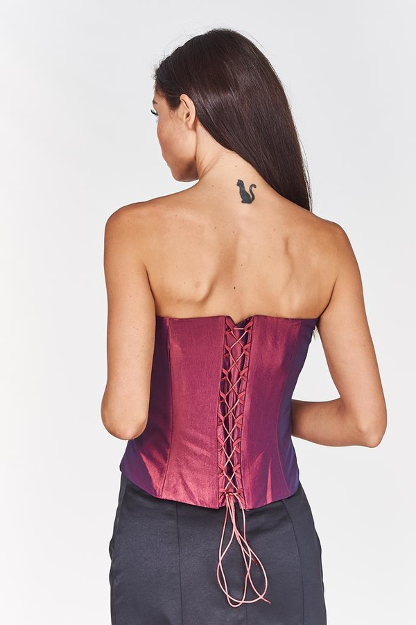 Gorset FGR082 FIOLETOWO-RÓŻOWY  tafta