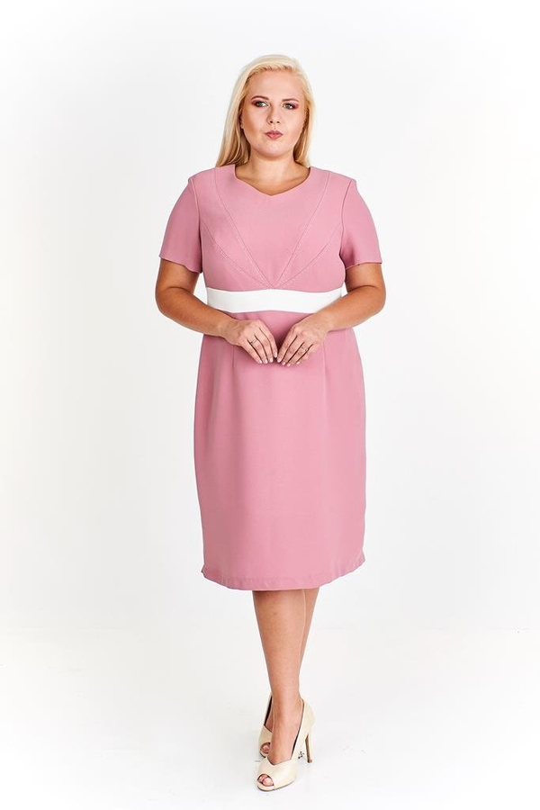 Sukienka FSU911 RÓŻOWY JASNY + EKRI